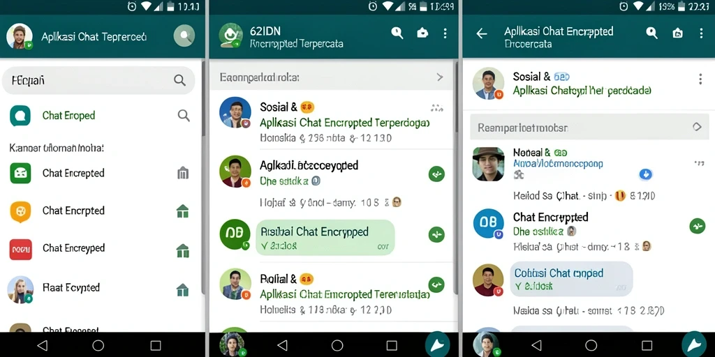 Antarmuka aplikasi 62IDN dengan fitur chat terenkripsi.