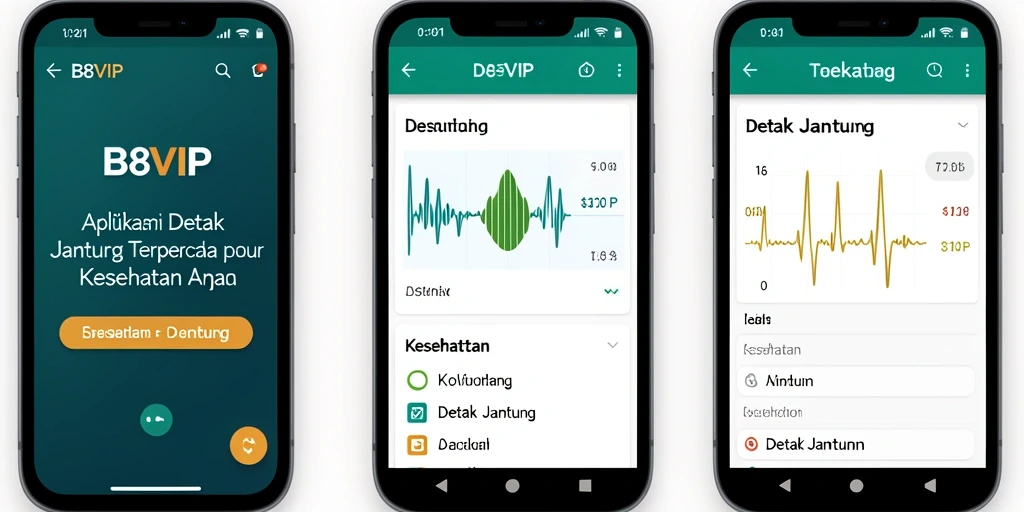 Tampilan antarmuka B8VIP untuk pemantauan Detak Jantung yang intuitif.