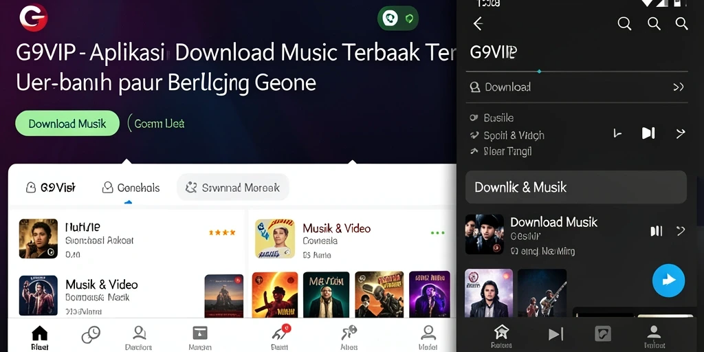 Antarmuka G9VIP yang sederhana dan fungsional untuk Download Musik.