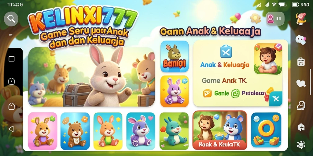 Tampilan antarmuka KELINCI777 yang colorful dan ramah anak.