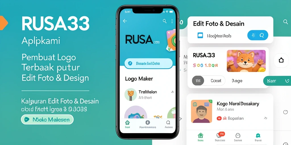 Screenshot RUSA33 menampilkan antarmuka pengguna aplikasi Logo Maker.