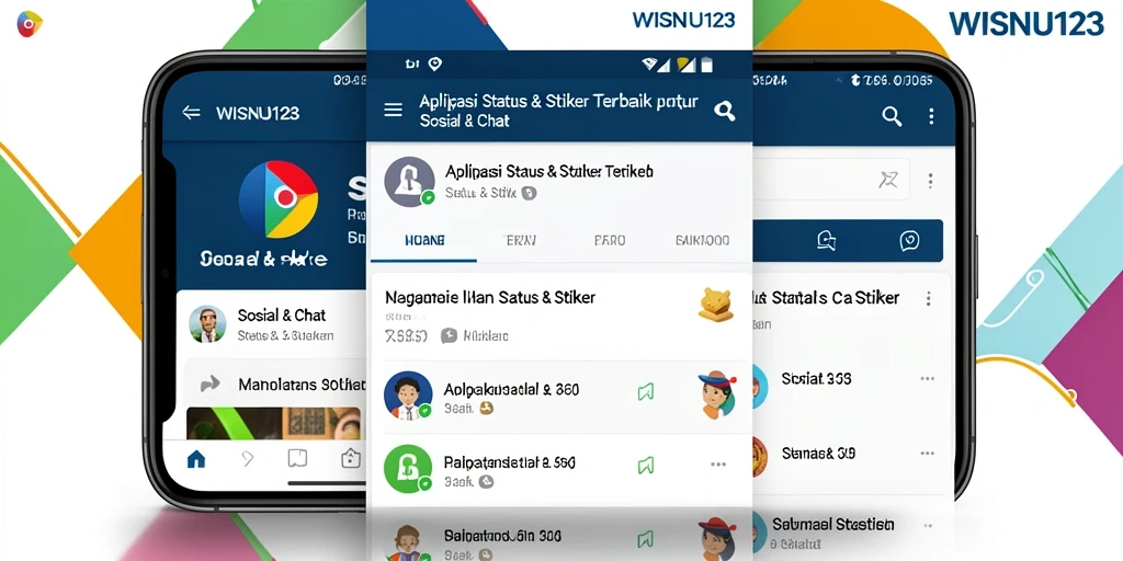 Tampilan antarmuka aplikasi WISNU123 dengan koleksi stiker menarik.