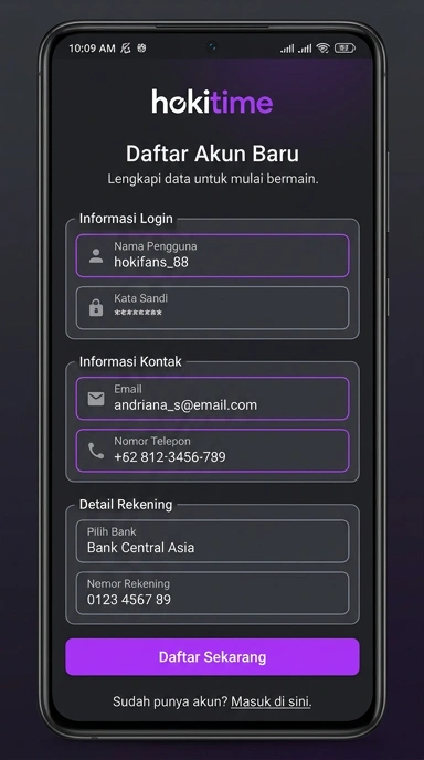 Cara Registrasi Akun Baru di Hokitime untuk Pengguna Android